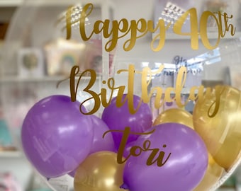 40th Birthday Helium Balloon/24 inch Bubble Balloon Inflated /Balloon in a Box/Create Text/Birthday Party Decorations/Clear balloon/Any age