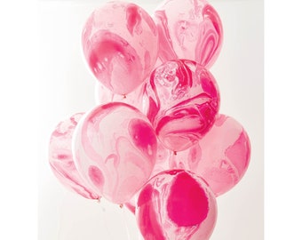 PINK MARBLE EFFECT Birthday Party Balloon//Birthday Balloons//Wedding Party Balloons//Baby Shower//Party Decorations //Pink Ribbon //Girl
