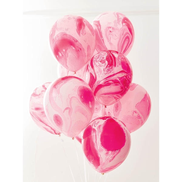 PINK MARBLE EFFECT Birthday Party Balloon//Birthday Balloons//Wedding Party Balloons//Baby Shower//Party Decorations //Pink Ribbon //Girl