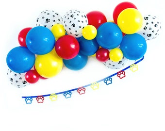 Pfote Druck blau Ballon Girlande Kit | Pfote Patrol Bogen | Rot | Pfote Ballon Druck | Geburtstag junge Hintergrund | Mädchen Ballons | Marshall | DIY Bogen