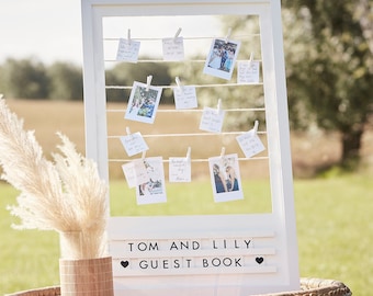Wedding Peg & String Customisable Frame Wedding Guest Book/Wedding Guest Book/Wedding Messages Photos/Alternative Guest Book/Wedding Memory