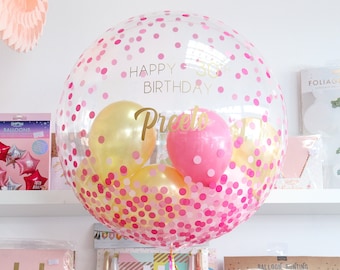 Create Own Text Balloon in a Box. Happy Birthday Helium Balloon. 24" Bubble Balloon Inflated.Surprise.Personalised Text.Party Decorations.