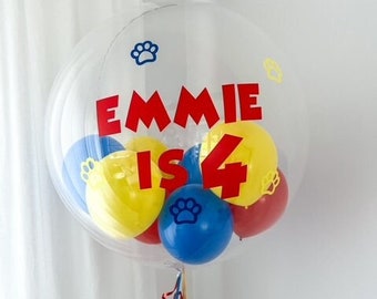 Paw Helium Balloon in a Box/Own Text Balloon Surprise/24" Bubble Balloon/Surpirse Balloon/Inflated Balloon/Birthday Girl/Birthday Boy