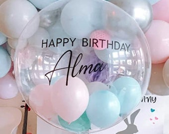 Ballon personnalisé dans une boîte|| Ballon bulle transparent| Créez votre propre texte |Ballon à hélium pour anniversaire|Ballon à bulles de 61 cm (24 po) |Ballon gonflé|Texte personnel
