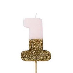 First Birthday age 1 Candle in Pink and Gold Glitter// Number 1 // Birthday Candle // One Year old // Cake Decorations // Party Decorations