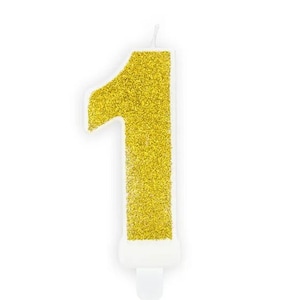 Number 1 First Birthday Candle |Gold Glitter Candle|First Birthday |Cake Decoration |Birthday Decoration |Cake Decoration |Party Decoration
