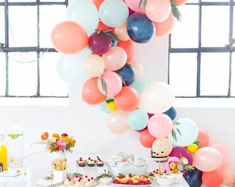 Custom Balloon Garland Kit // Peach Balloon Arch / Fuchsia/ First Birthday Balloon Arch /Fuschia/Light Blue/Pearl Midnight Blue/ Cream/ Pink