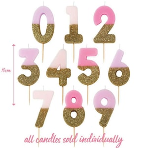 Número de vela cumpleaños edad pastel Topper/vela rosa/número de brillo dorado/cumpleañera/decoración de pastel/vela de cumpleaños/decoraciones de fiesta