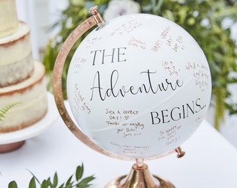 Alternative Wedding Guest Book//Globe/ Wedding Messages/Guest/Reception/Present/Decoration/Table/Present/ Memories/Keepsake/Adventure/Bride