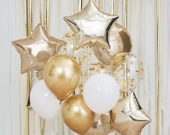 Twinkle Little Star Balloons | Twinkle Little Star Baby Shower Decor |Birthday Balloon Cluster| Metallic Gold Balloons|Confetti|Centerpiece