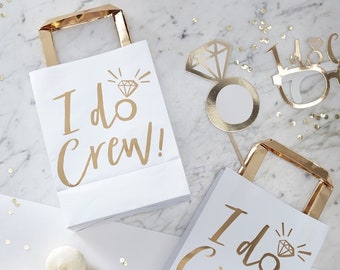 Hen Party bagsI DO CREW Party Bags//Hen do decoration/Party Goodies/Hen Party Ideas/Bride to be treats/Party Decoration/Gold Hen Decoration.