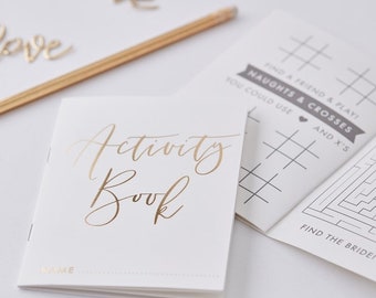 Gold Wedding Activity Book for Kids, Party Favor
