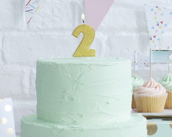 Gold Candle Number 2// Second Birthday Party // Two years old // Two Candle // Cake Decorations // Party Decorations // Girl // Boy // 3 4 5