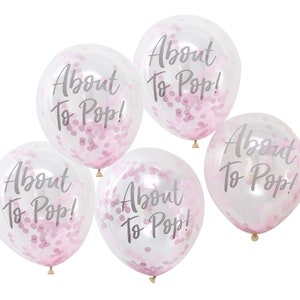 About to Pop Baby Shower Balloon//Pink Confetti Balloons/Baby Shower decorations/Party decorations/Stylish Party balloons/Oh Baby Girl. image 1