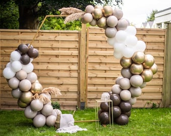 Boho Mocha & Gold Balloon Garland Kit/Boho Birthday Balloon Arch/Wedding Balloon Arch/Big Birthday/Boho Party Decorations/Mocha Chrome gold