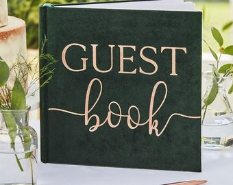 Green Velvet Foiled Wedding Guest Book // Guest Book / Memories/Wedding Guest Message/Family and Friends /Special Day/ Messages/Bride /Groom