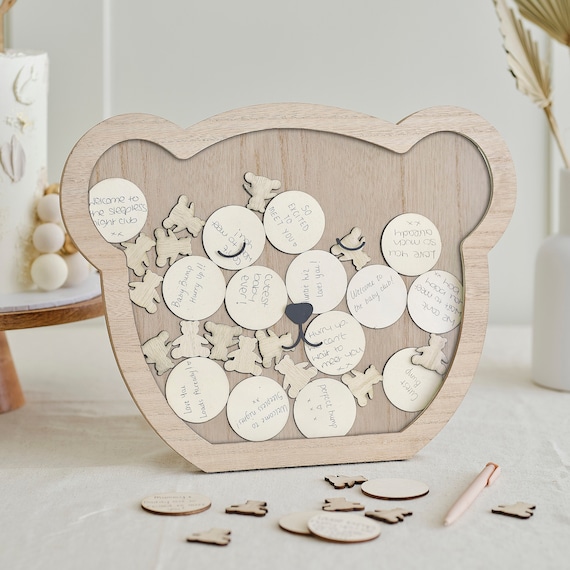 Wooden Teddy Bear Baby Shower Guest Book Alternative