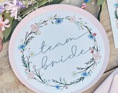 Floral Team Bride Hen Party Plates.Boho Hen Do Tableware.Eco Friendly Floral Hen Plates. Hen Party.Stylish Hen Do Party Decorations Meadow