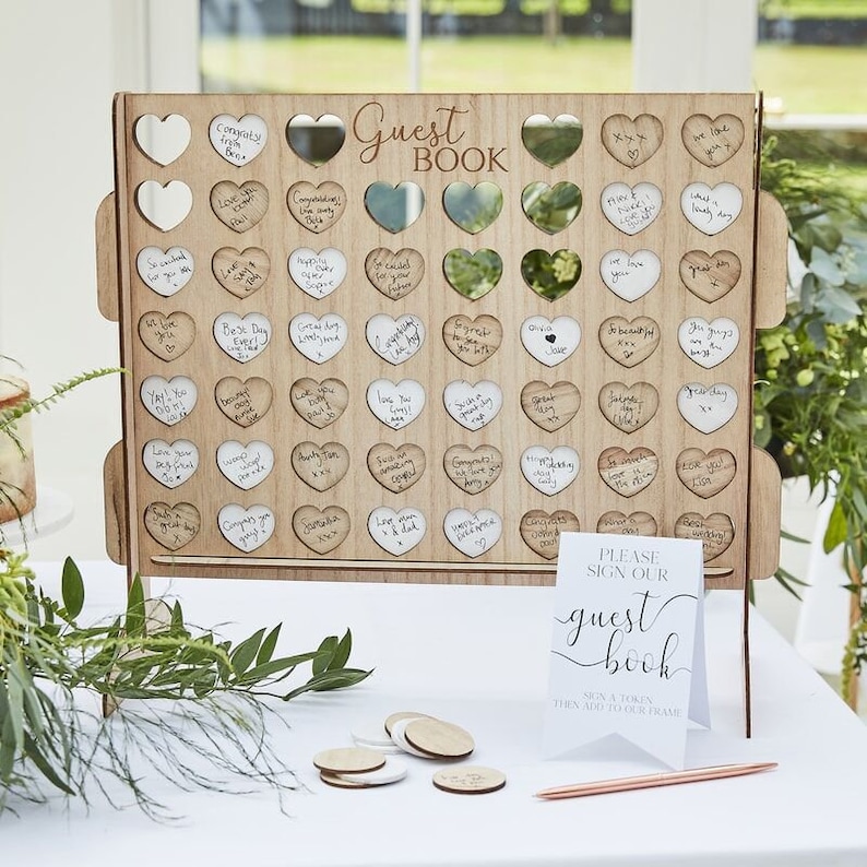 Wedding Guest Book//Alternative Wedding Guest Book/Four in a Row Book/Connect 4 theme/Wedding Guest Message/Just Married/Newly Weds/Mr & Mrs image 1