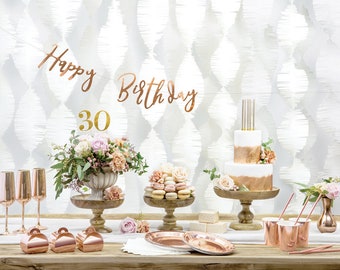 Banner Happy Birthday Rose Gold //Garland // Backdrop//Banner //Party Decorations//Wall Decoration// Hanging// Birthday decoration