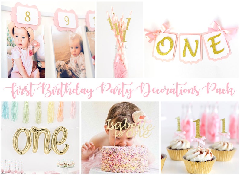 Premier pack de décorations de fête d' anniversaire - Créatrice ETSY : InspiredbyAlma