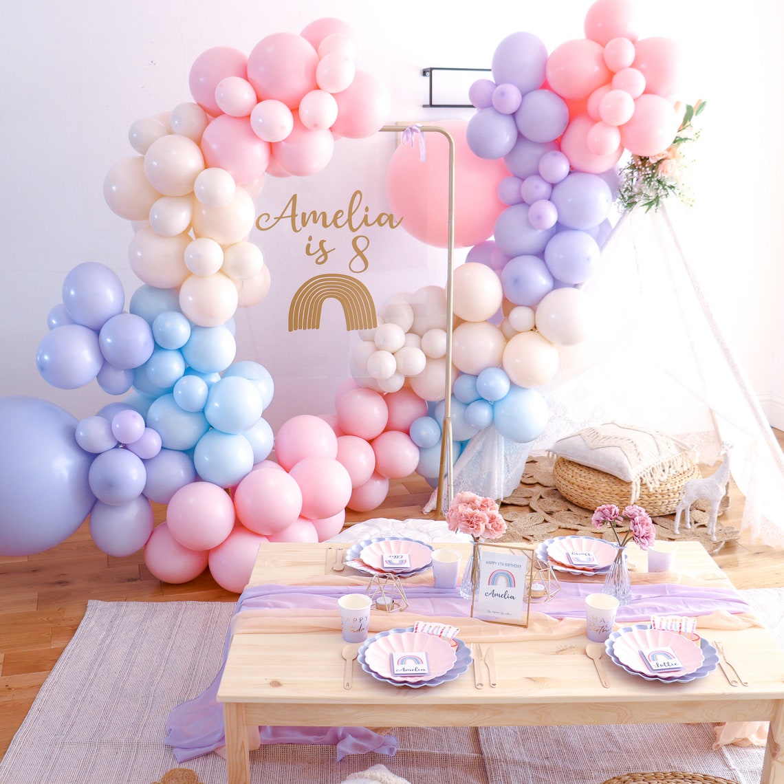 Chalky Pastel Custom Double Stuffed Balloon Garland Kit | Etsy