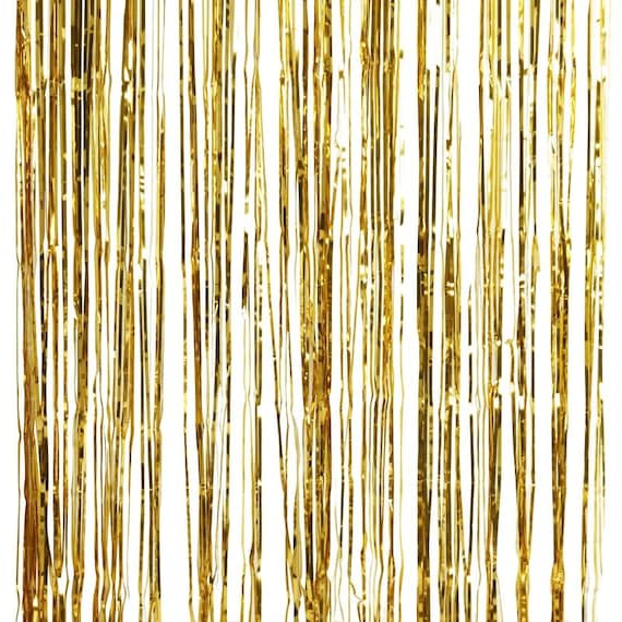 Rideau Frange Métallique Or - Lot De 6 Panneaux 1x2 M - Décoration Fête Anniversaire, Mariage, Noël