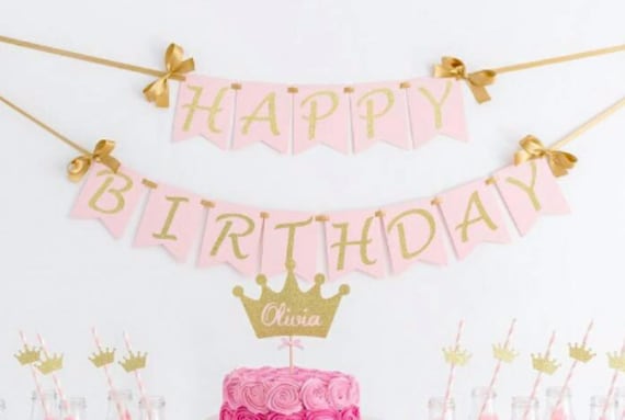 happy birthday wall banner birthday girl birthday banner etsy