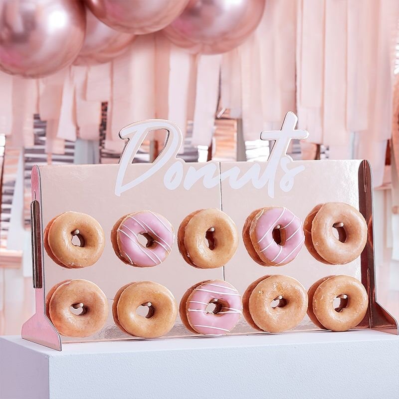  Donut Board Display 2 piezas de madera Donuts soporte para  fiesta rosas, decoración rústica de donuts para decoración de fiestas de  donuts para 16 donas para baby shower, cumpleaños boda fiesta