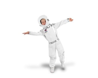 Strój astronauty w kolorze białym dla dzieci: strój odkrywcy kosmosu, wiek 5-8 lat