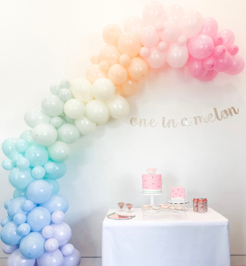 Rainbow Birthday Balloon Arch //Custom Colour Kit/Pastel Balloon Garland/Choose colours/Rose Gold Party/Party Decoration/Childrens Birthday image 2