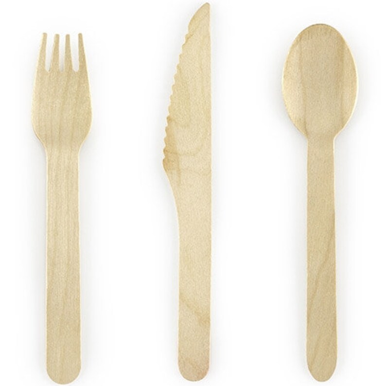 Wooden Birthday Cutlery Set// Party Table decoration// Tableware/ party cutlery// Picnic cutlery// Disposable wooden cutlery// Eco-friendly image 2