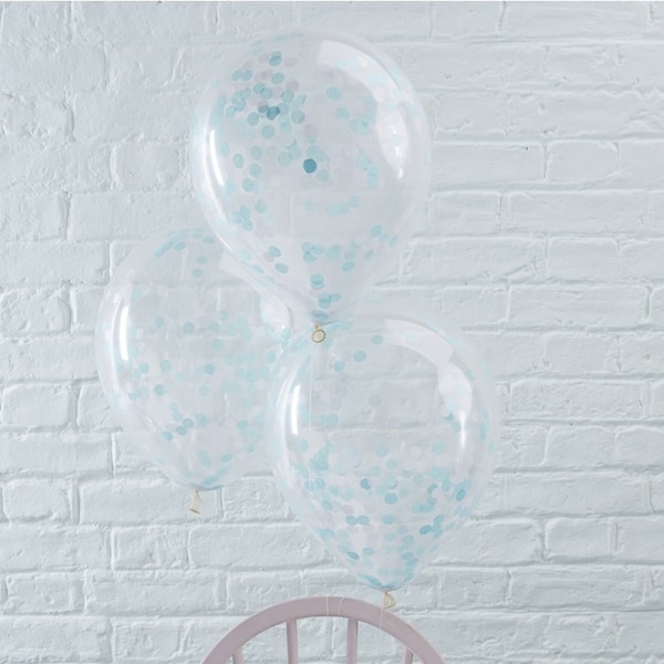 Ballon de fête de confetti bleu//Ballons d’anniversaire//Ballons de fête de mariage//Douche de bébé//Décorations de partie//Ballon d’air et d’hélium//Célébration