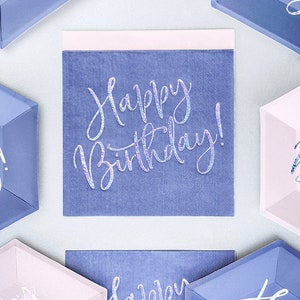 Happy Birthday Navy Blue Geburtstag Servietten/Happy Birthday/Geburtstag Junge/Tisch/Dekoration/Geschirr/PartyZubehör/Party Dekoration/20er Pack