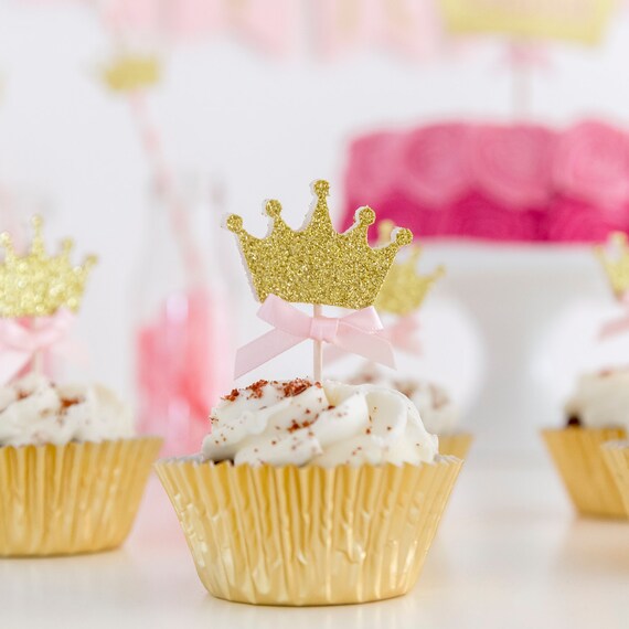 Princess Birthday Crown Cupcake Toppers Princess Cupcake Etsy