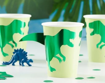 Dinosaur Party Paper Cups / Birthday Boy/ Table Ware / Drinks /Jurassic Park/ Party Favours/T- rex /Party Decorations/T Rex /Jurassic/Pack 8
