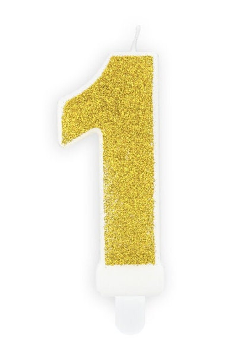 First Birthday Gold Candle Age 1 Gold Glitter Number 1 Birthday Cake Candle One Year old Cake Decorations Party Decorations