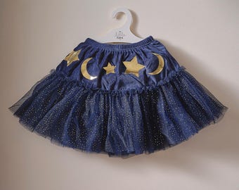 Wizard Tutu | Navy Sparkle Tulle with Gold Stars & Moons