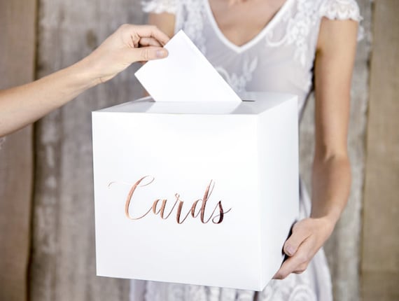 Rose Gold Wedding Reception Card Box White Wedding Rose Etsy