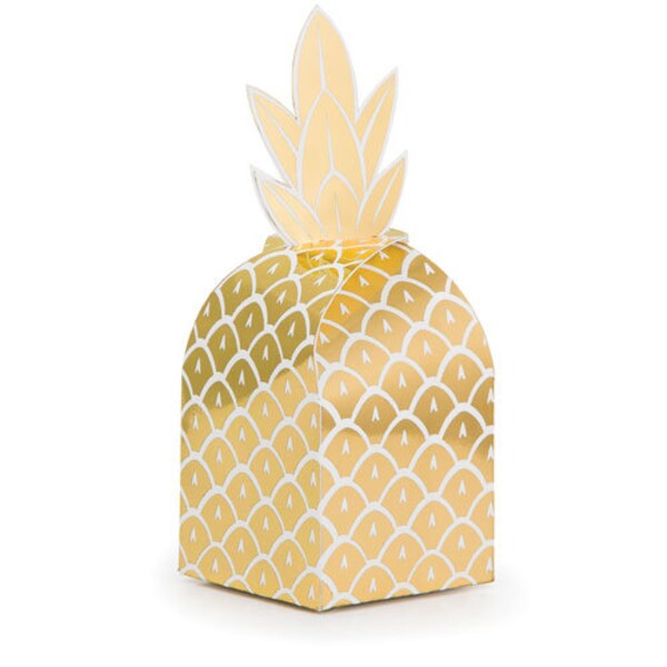 Feuille d’ananas doré estampillé boîtes de faveur //boîtes de fête // Boîtes d’anniversaire// Fêtes d’anniversaire// Favoris de mariage// Décorations de fête