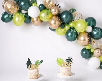 Jungle Birthday Balloon Arch Kit // Wild One Theme Balloon Arches //Green Garland //Birthday Decoration // Safari // Party Decoration Animal