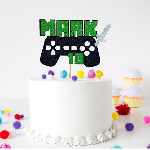 Play Station Controller Minecraft Compleanno Torta Topper //Nome  personalizzato ed età /Gaming/Custom /Birthday Boy /  Gamer/Creeper/Enderman/Mob -  Italia