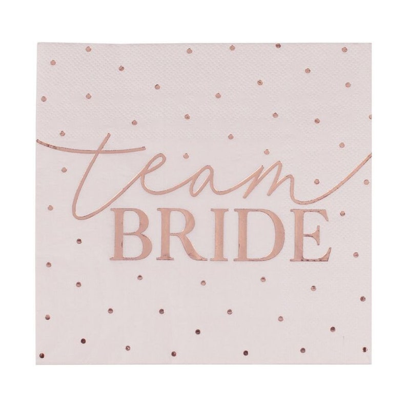 Hen Party Napkins in Pink & Rose Gold// Pink and Gold Party Decorations//Hen do Party Decoration//Team Bride//Tableware//Table decoration image 2