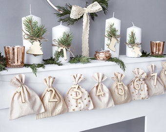 Adventskalender Weihnachten Taschen // Weihnachten / Kalender/ Advent / Weihnachten Dekoration / Party / Dezember / Kinder / Geschenk / Santa