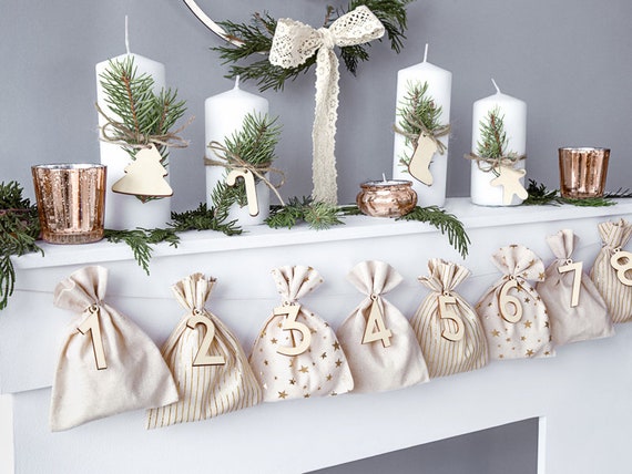 Advent Calendar Bags with Wooden Numbers