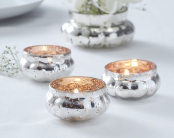 Silver Glass Tea light Holder/ Large Frosted Silver Christmas/Christmas decoration/LIght Holder/Christmas Candles/Wedding/Table Lights