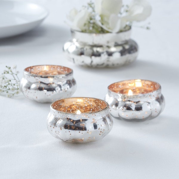 Silver Glass Tea light Holder/ Large Frosted Silver Christmas/Christmas decoration/LIght Holder/Christmas Candles/Wedding/Table Lights