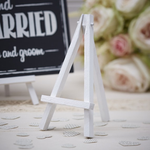 Mini Wood Easel in White// Wedding Photo Stand // Wedding Number Stand //  Chalk Board Stand // Photo Birthday Boy Girl // Party Directions 