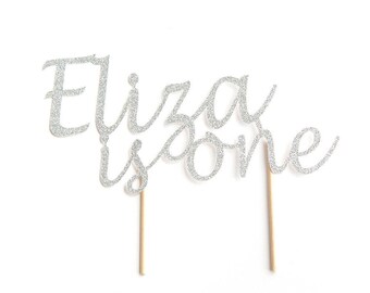 One Year Old Birthday Name and Age Personalised Cake Topper. Custom Name and Age.Create Cake Decoration.Party Decoration.Any Glitter Colour.