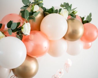 Rose Gold and White Balloon Garland Kit / First Birthday Balloon Arch / Chrome Gold / Birthday Backdrop/ Balloons / Do it Yourself / Wedding